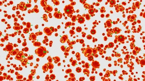 Falling Halloween Pumpkins - 3d render with alpha channel. Stock Footage 167534708
