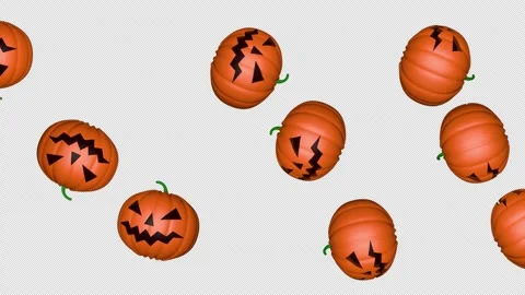 Falling Halloween Pumpkins Animation, Background, on Alpha Channel, Loop 库存影片 250906878