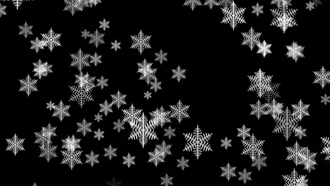 Falling hand-drawn snowflakes on a black background, snowfall, 3d rendering Stock Footage 165073170