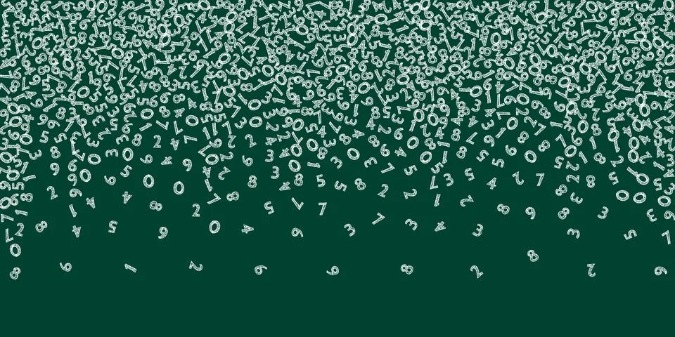 Falling handdrawn chalk numbers. Math study concept with flying digits. Quaint 스톡 일러스트