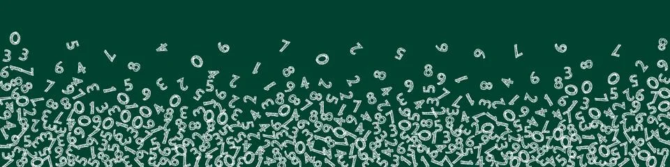 Falling handdrawn chalk numbers. Math study concept with flying digits. Stunning Stock Illustration