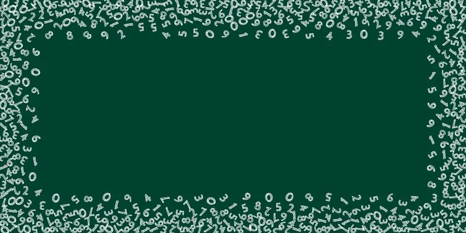 Falling handdrawn chalk numbers. Math study concept with flying digits. Sublime Stock Illustration