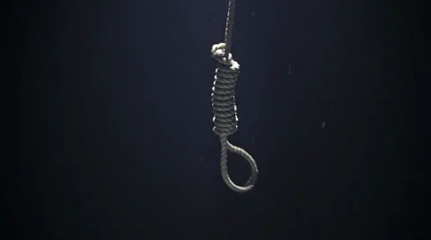 Falling Hangman Noose over black background Stock Footage 34505800
