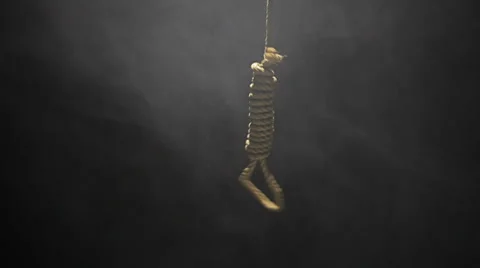 Falling Hangman Noose over black background Stock Footage 34505848