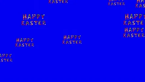 Falling Happy Easter on Bluescreen plus Alpha Matte Stock Footage 167518539