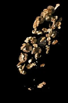 Falling heap of walnuts Stock Photos