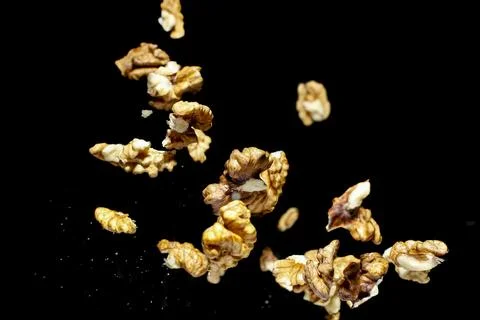 Falling heap of walnuts Stock Photos