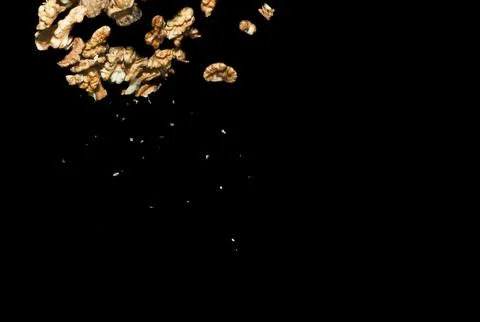 Falling heap of walnuts Stock Photos
