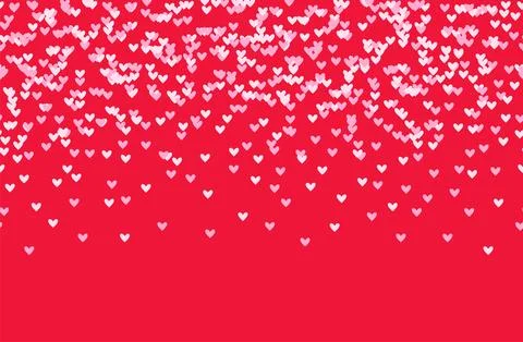 Falling Heart background, seamless border. Valentine frame. Pink hearts confetti Illustrazione stock