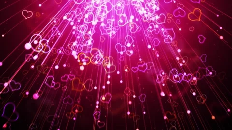 Falling Hearts and Streaks Background 库存影片 348029313