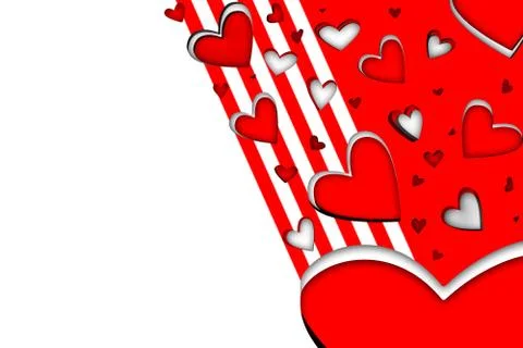 Falling hearts and white stripes Stock Illustration