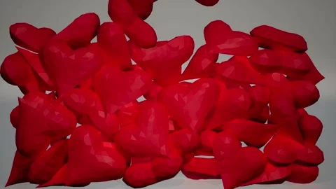 Falling hearts animation screen hide white red valentines day romantic coupl Stock Footage 229572179