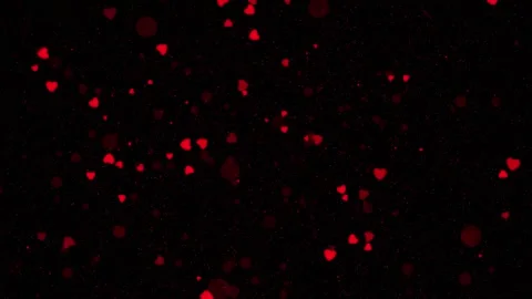 Falling hearts on black bokeh background. Stock Footage 142609857