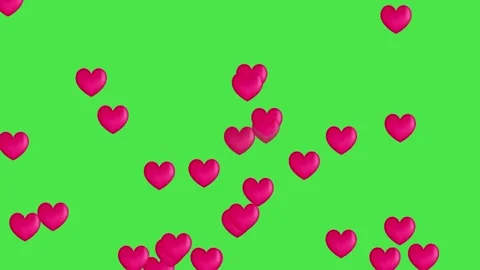 Falling hearts on a chroma key background, Rain from hearts Stock Footage 340352797