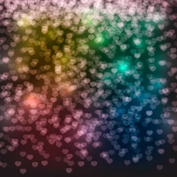 Falling hearts confetti on a dark background. Valentine s day bright greeting Stock Illustration