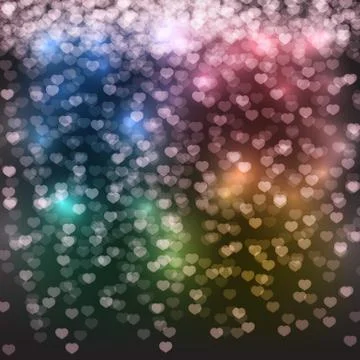 Falling hearts confetti on a dark background. Valentine s day bright greeting Stock Illustration