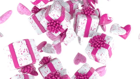 Falling hearts with gift boxes Stock Footage 101672170