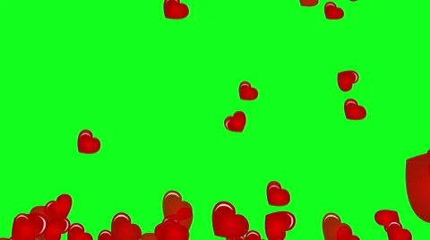 Falling hearts on a green background Video stock 46446101