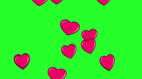 Falling hearts with green screen / chroma key Stock Footage 49433597