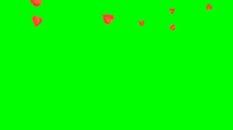 Falling hearts - green screen Stock Footage 34604942