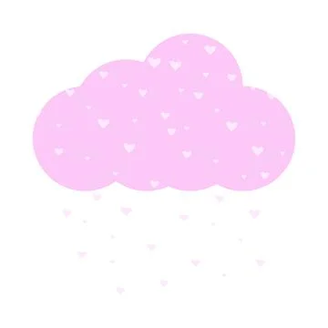 Falling Hearts From Pink Cloud Illustration Stock Illustration