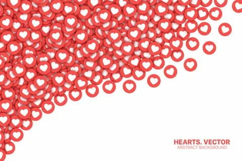 Falling Hearts Red Flat Icons 3D Vector Abstract Background イラスト素材