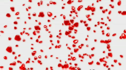 Falling hearts on white background - CGI, alpha Stock Footage 612077