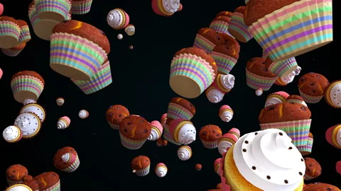 Falling holiday cupcakes Stock Footage 169543206