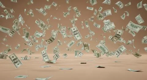 Falling hundred dollar bills symbolize financial success wealth and prosper.. Illustrazione stock