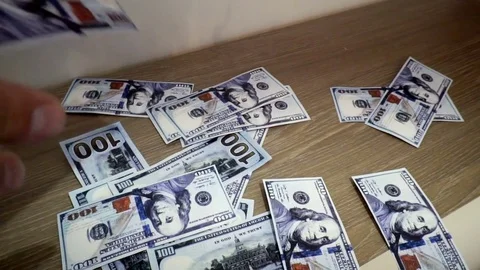 Falling hundred dollars banknotes close up Stock Footage