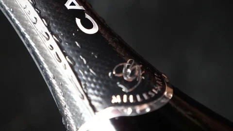 Falling ice on a bottle of champagne Stock Footage 101125470