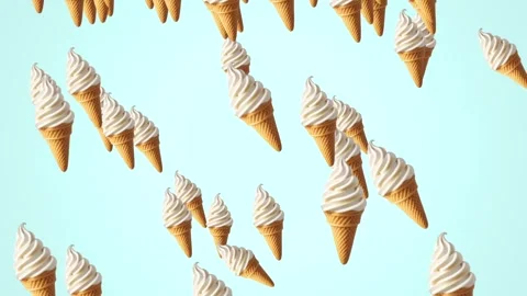 Falling ice cream cones seamless looping background. Stock Footage 325084875