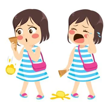 Falling Ice Cream Crying Stock Illustration