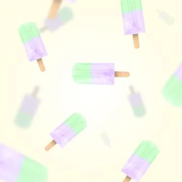 Falling ice cream popsicles green and lilac pastel colors background. Vector Stock Illustration