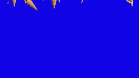 Falling ice cream in sugar cones over blue Stock-Footage 127931402