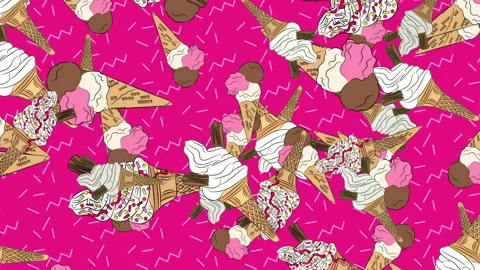 Falling Ice Creams on a pink Background Stock Footage 244847883