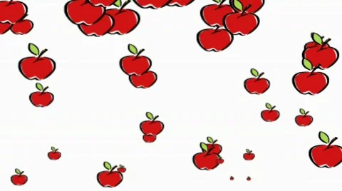 Falling illustrated apples Stock Footage 328001