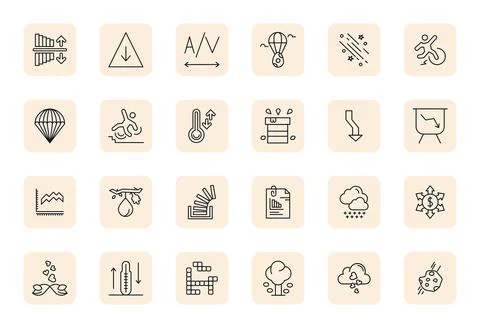 Falling including 24 Retina Ready Regular Bold Outline Vector Illustrations Stock Illustration