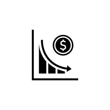 Falling income. Declining diagram. Down profit. Financial crisis concept. Vec Stock Illustration
