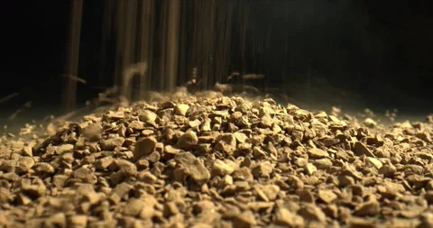 Falling Instant Coffee On black Background. Falling Instant Coffee forms a mound Stock Footage 143171275