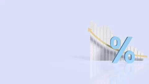 Falling Interest Rate Trend Concept 3d rendering. 스톡 일러스트