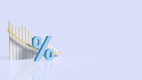 Falling Interest Rate Trend Concept 3d rendering. 스톡 일러스트