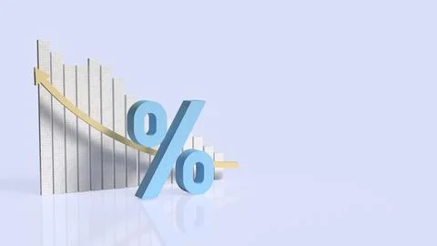 Falling Interest Rate Trend Concept 3d rendering. 스톡 일러스트