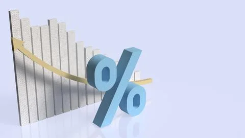 Falling Interest Rate Trend Concept 3d rendering. 스톡 일러스트