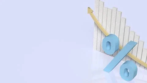 Falling Interest Rate Trend Concept 3d rendering. 스톡 일러스트