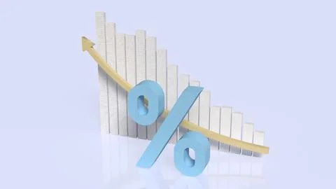 Falling Interest Rate Trend Concept 3d rendering. 스톡 일러스트