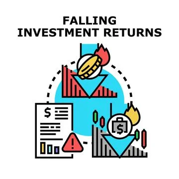 Falling investment returns causing financial loss and market decline イラスト素材
