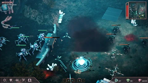 Falling to kill the rival characters in the tactic video game action battle Stock Footage 312008140