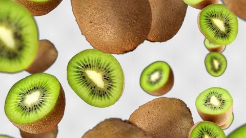 Falling kiwi Background, with Alpha Channel, Loop  스톡 동영상 231061726