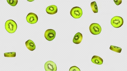 Falling KIWIS Background, Loop, on Alpha Channel Stockbeeldmateriaal 304170224
